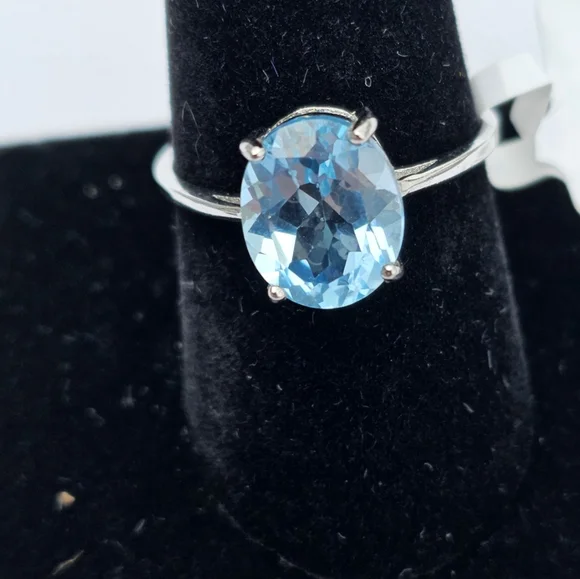 Natural Sky Blue Topaz 4.80 Carat Sterling Silver Ring Size 10 New! - Picture 4 of 7